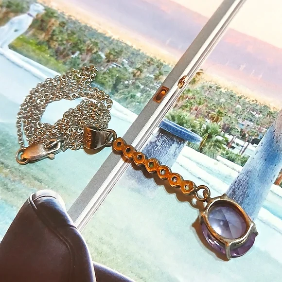 VTG Purple Topaz + More Gems Sterling Silver NECKLACE - Picture 4 of 8